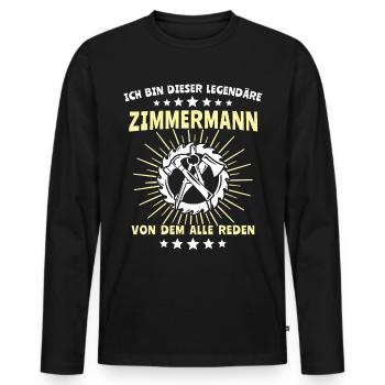 Zimmermann Zimmerer - Männer Premium Bio Langarmshirt - Schwarz - Vorne - Nico (187cm)