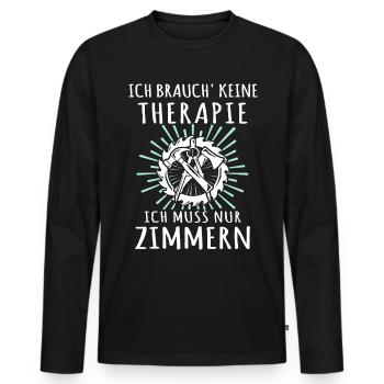 Zimmermann Zimmerer - Männer Premium Bio Langarmshirt - Schwarz - Vorne - Nico (187cm)