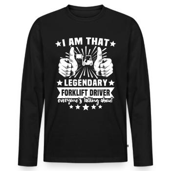 Forklift Driver Forklift Warehouse Forklift - Men's Premium Organic Long Sleeve Shirt - black - Front - Nico (187cm)