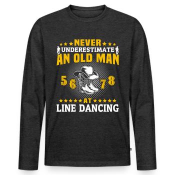 Sous-estimer Line Dance Man - T-shirt manches longues Premium bio Homme - anthracite chiné - Devant - Nico (187cm)