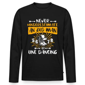 Sous-estimer Line Dance Man - T-shirt manches longues Premium bio Homme - noir - Devant - Nico (187cm)