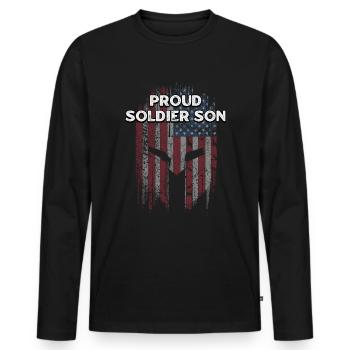 Fier soldat fils américain patriotique USA - T-shirt manches longues Premium bio Homme - noir - Devant - Nico (187cm)