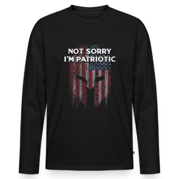 Not Sorry Im Patriotic Proud American Confident - Men's Premium Organic Long Sleeve Shirt - black - Front - Nico (187cm)