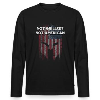 Nicht gegrillt Nicht amerikanisch Lustiges Essen Humor Feinschmecker - Männer Premium Bio Langarmshirt - Schwarz - Vorne - Nico (187cm)