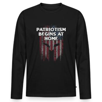 Patriotism Begins at Home 4th of July American - Men's Premium Organic Long Sleeve Shirt - black - Front - Nico (187cm)