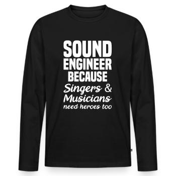 Ingénieur du son Technicien du son Musique - T-shirt manches longues Premium bio Homme - noir - Devant - Nico (187cm)