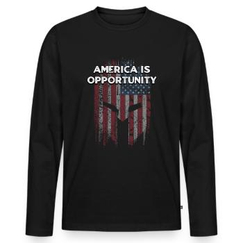 L’Amérique est l’occasion de l’indépendance du 4 juillet - T-shirt manches longues Premium bio Homme - noir - Devant - Nico (187cm)