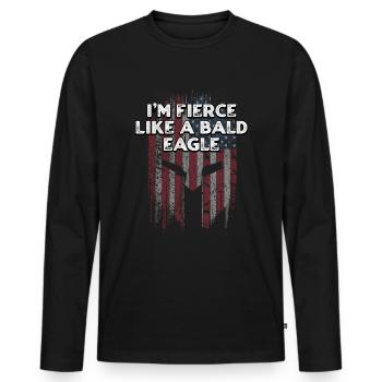 Je suis féroce comme un pygargue à tête blanche fier américain - T-shirt manches longues Premium bio Homme - noir - Devant - Nico (187cm)