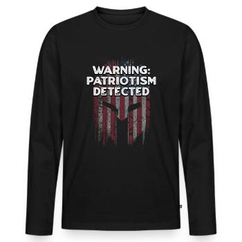 Warning Patriotism Detected American Independence - Men's Premium Organic Long Sleeve Shirt - black - Front - Nico (187cm)