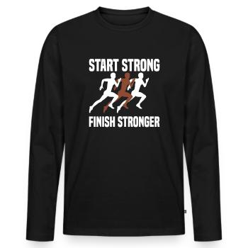 Laufen Läufer Marathon - Männer Premium Bio Langarmshirt - Schwarz - Vorne - Nico (187cm)