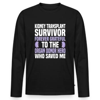 Kidney transplant Organ donor - Men's Premium Organic Long Sleeve Shirt - black - Front - Nico (187cm)