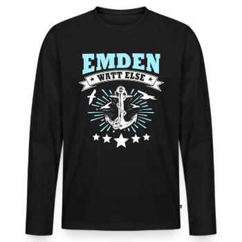 Emden Dictons Emdener Spruch - T-shirt manches longues Premium bio Homme - noir - Devant - Nico (187cm)