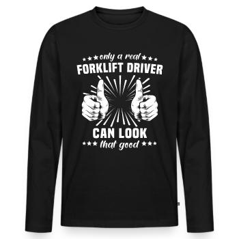 Forklift Forklift Forklift Driver - Men's Premium Organic Long Sleeve Shirt - black - Front - Nico (187cm)