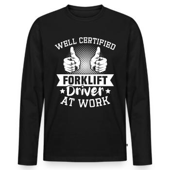 Forklift Forklift Forklift Driver - Men's Premium Organic Long Sleeve Shirt - black - Front - Nico (187cm)