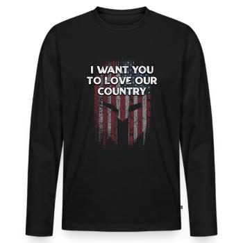 Je veux que vous aimiez notre pays américain 4ème de - T-shirt manches longues Premium bio Homme - noir - Devant - Nico (187cm)