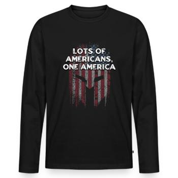 Viele Amerikaner One America Independence 4. - Männer Premium Bio Langarmshirt - Schwarz - Vorne - Nico (187cm)