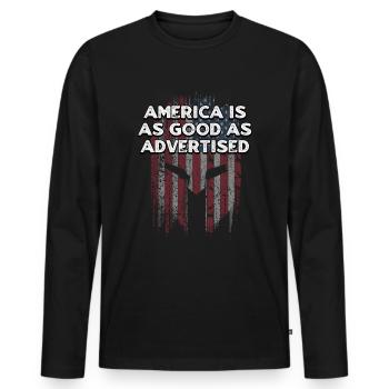 L’Amérique aussi bonne qu’annoncée le 4 juillet - T-shirt manches longues Premium bio Homme - noir - Devant - Nico (187cm)