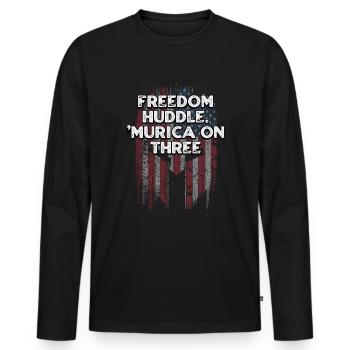 Freedom Huddle Murica le 4 juillet - T-shirt manches longues Premium bio Homme - noir - Devant - Nico (187cm)