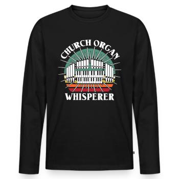 Organiste d’église, organiste, orgue d’église - T-shirt manches longues Premium bio Homme - noir - Devant - Nico (187cm)