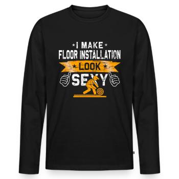 Flooring carpet installers - Men's Premium Organic Long Sleeve Shirt - black - Front - Nico (187cm)