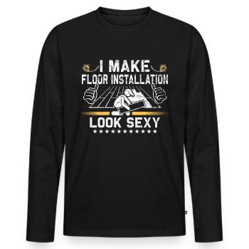 Flooring carpet installers - Men's Premium Organic Long Sleeve Shirt - black - Front - Nico (187cm)