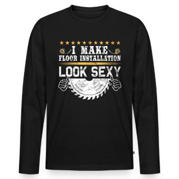 Flooring carpet installers - Men's Premium Organic Long Sleeve Shirt - black - Front - Nico (187cm)