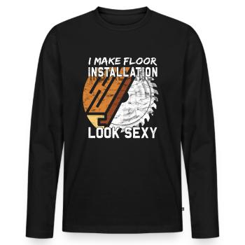 Flooring carpet installers - Men's Premium Organic Long Sleeve Shirt - black - Front - Nico (187cm)