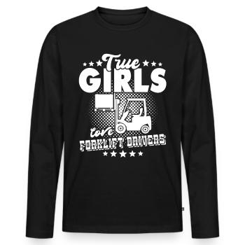 Forklift driver Forklift - Men's Premium Organic Long Sleeve Shirt - black - Front - Nico (187cm)