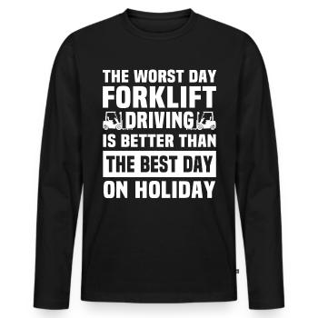 Forklift driver Forklift - Men's Premium Organic Long Sleeve Shirt - black - Front - Nico (187cm)