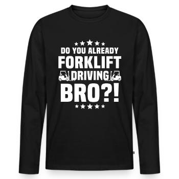 Forklift driver Forklift - Men's Premium Organic Long Sleeve Shirt - black - Front - Nico (187cm)