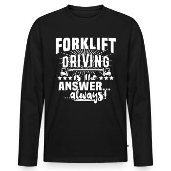Forklift driver Forklift - Men's Premium Organic Long Sleeve Shirt - black - Front - Nico (187cm)