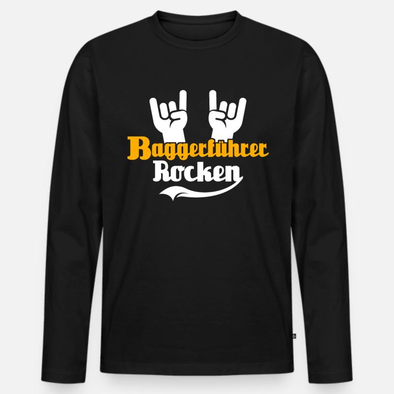 Baggerführer Bagger Baggerfahrer - Männer Premium Bio Langarmshirt - Schwarz