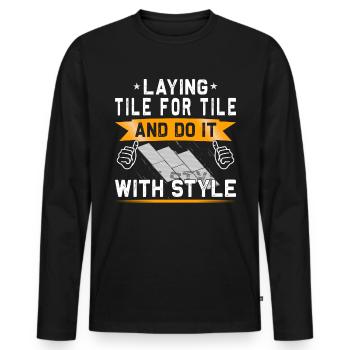 Flooring carpet installers - Men's Premium Organic Long Sleeve Shirt - black - Front - Nico (187cm)