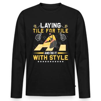 Flooring carpet installers - Men's Premium Organic Long Sleeve Shirt - black - Front - Nico (187cm)