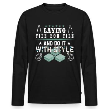 Flooring carpet installers - Men's Premium Organic Long Sleeve Shirt - black - Front - Nico (187cm)