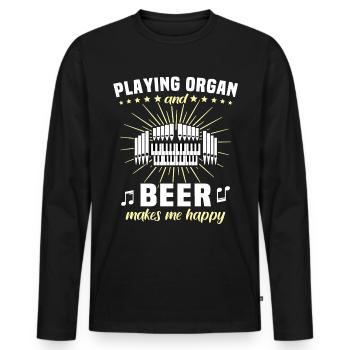 Organiste Organiste Organiste Organ Beer - T-shirt manches longues Premium bio Homme - noir - Devant - Nico (187cm)