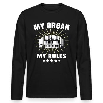 Organiste Organiste Organiste Règles de l’orgue - T-shirt manches longues Premium bio Homme - noir - Devant - Nico (187cm)