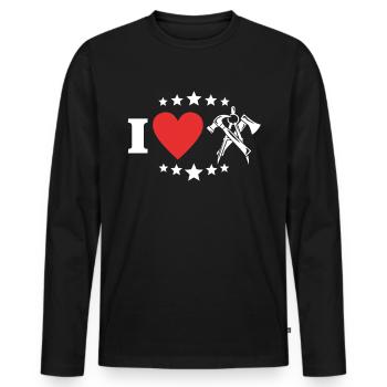 Carpenter Dear carpenters - Men's Premium Organic Long Sleeve Shirt - black - Front - Nico (187cm)