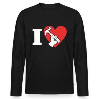 Carpenter Dear carpenters - Men's Premium Organic Long Sleeve Shirt - black - Front - Nico (187cm)