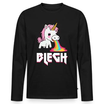 Blegh Heavy Metal Metalcore Licorne - T-shirt manches longues Premium bio Homme - noir - Devant - Nico (187cm)