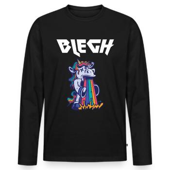 Blegh Heavy Metal Metalcore Licorne - T-shirt manches longues Premium bio Homme - noir - Devant - Nico (187cm)