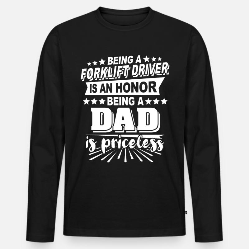 Staplerfahrer Papa - Männer Premium Bio Langarmshirt - Schwarz