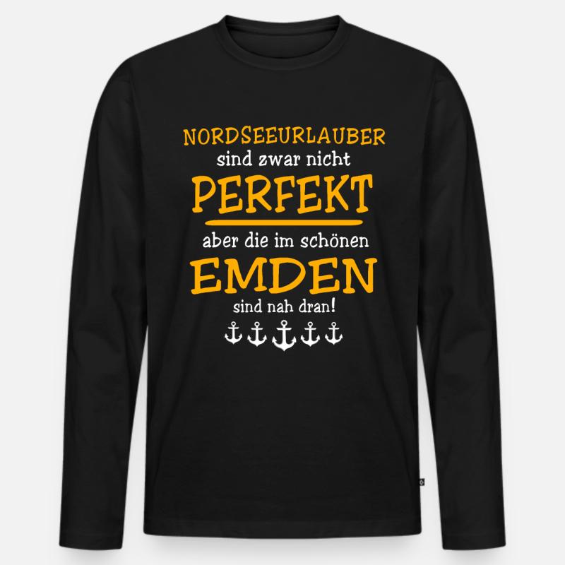 Emden - Männer Premium Bio Langarmshirt - Schwarz