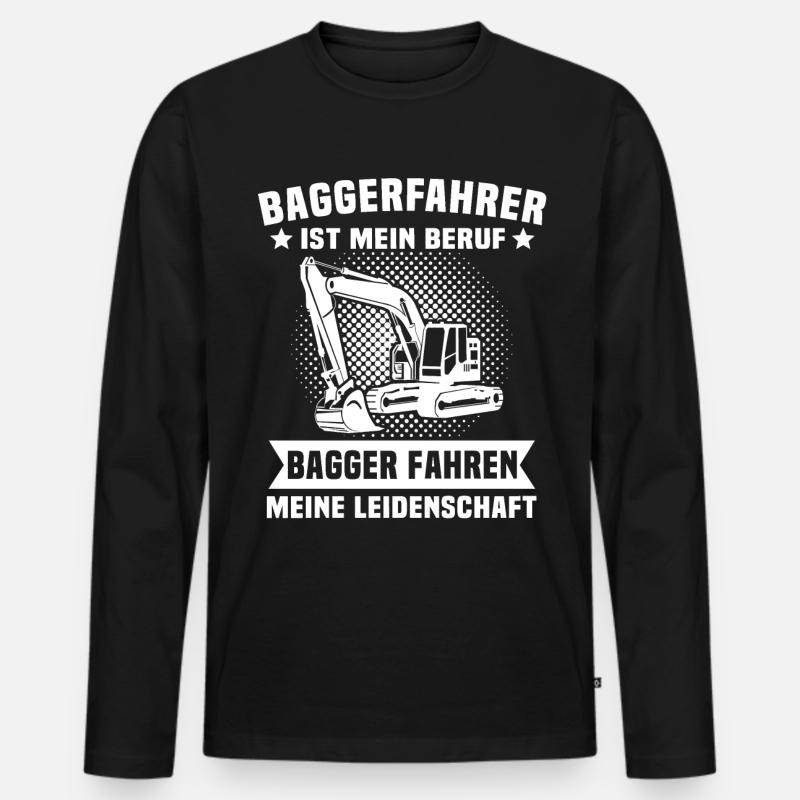 Baggerfahrer Bagger - Männer Premium Bio Langarmshirt - Schwarz