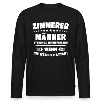 Zimmermann Zimmerer - Männer Premium Bio Langarmshirt - Schwarz - Vorne - Nico (187cm)