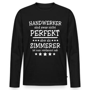 Zimmermann Zimmerer - Männer Premium Bio Langarmshirt - Schwarz - Vorne - Nico (187cm)