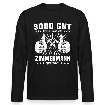 Zimmermann Zimmerer - Männer Premium Bio Langarmshirt - Schwarz - Vorne - Nico (187cm)