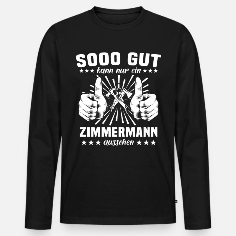 Zimmermann Zimmerer - Männer Premium Bio Langarmshirt - Schwarz