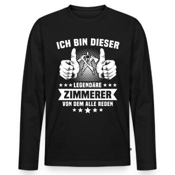 Zimmermann Zimmerer - Männer Premium Bio Langarmshirt - Schwarz - Vorne - Nico (187cm)