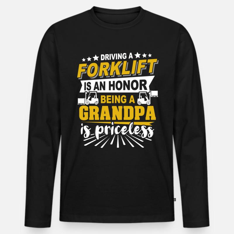 Gabelstapler Opa Staplerfahrer - Männer Premium Bio Langarmshirt - Schwarz